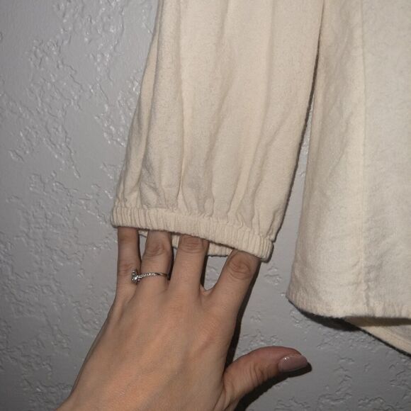 Madewell Cream Embroidered Flannel Mockneck Top Size Small - Picture 7 of 9